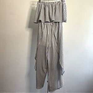 Favlux black & white striped strapless jumpsuit, Size S. Like new.